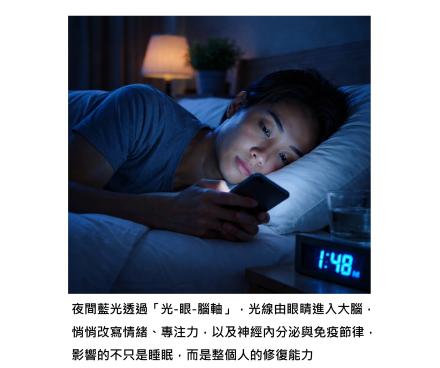 晚上的藍光,一直在跟大腦說:先不要開始修復